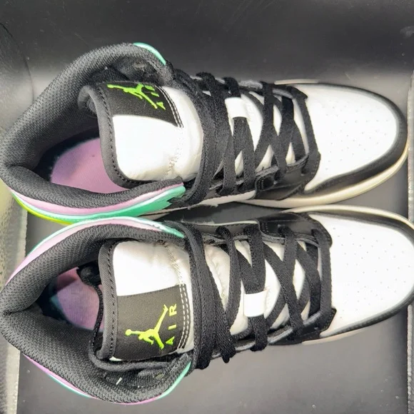 Jordan Kids Sneakers in Black, White, and Green - Picture 6 of 10